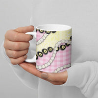 Pink Palaka Hawaii Ceramic Mug Kukui Nut Pikake Lei Hawaiian Tapa Pattern LT14 - Polynesian Pride