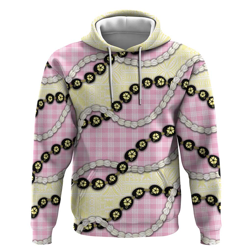 Pink Palaka Hawaii Hoodie Kukui Nut Pikake Lei Hawaiian Tapa Pattern LT14 Pullover Hoodie Pink - Polynesian Pride