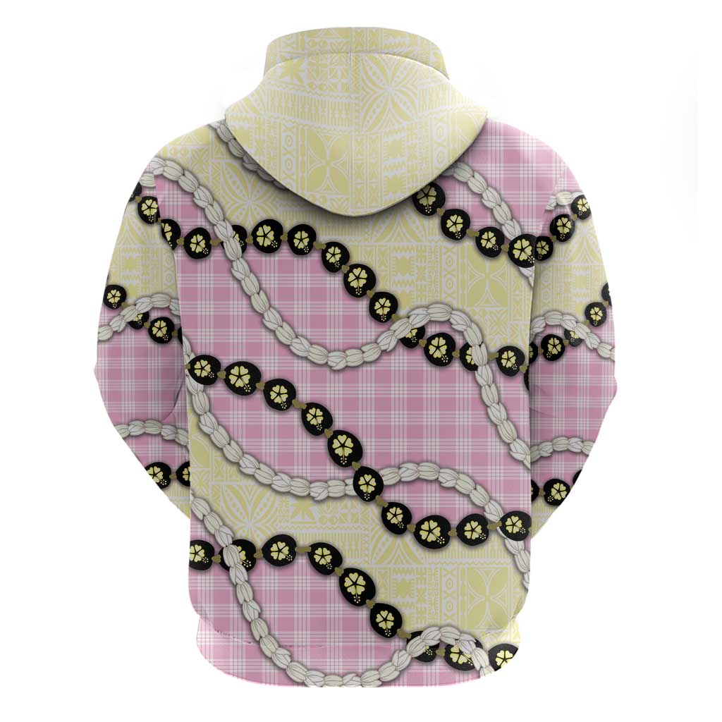 Pink Palaka Hawaii Hoodie Kukui Nut Pikake Lei Hawaiian Tapa Pattern LT14 - Polynesian Pride