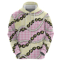 Pink Palaka Hawaii Hoodie Kukui Nut Pikake Lei Hawaiian Tapa Pattern LT14 - Polynesian Pride