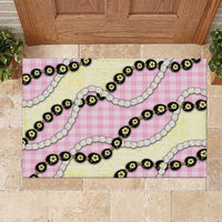 Pink Palaka Hawaii Rubber Doormat Kukui Nut Pikake Lei Hawaiian Tapa Pattern LT14 Pink - Polynesian Pride