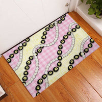 Pink Palaka Hawaii Rubber Doormat Kukui Nut Pikake Lei Hawaiian Tapa Pattern LT14 - Polynesian Pride
