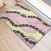Pink Palaka Hawaii Rubber Doormat Kukui Nut Pikake Lei Hawaiian Tapa Pattern LT14 - Polynesian Pride
