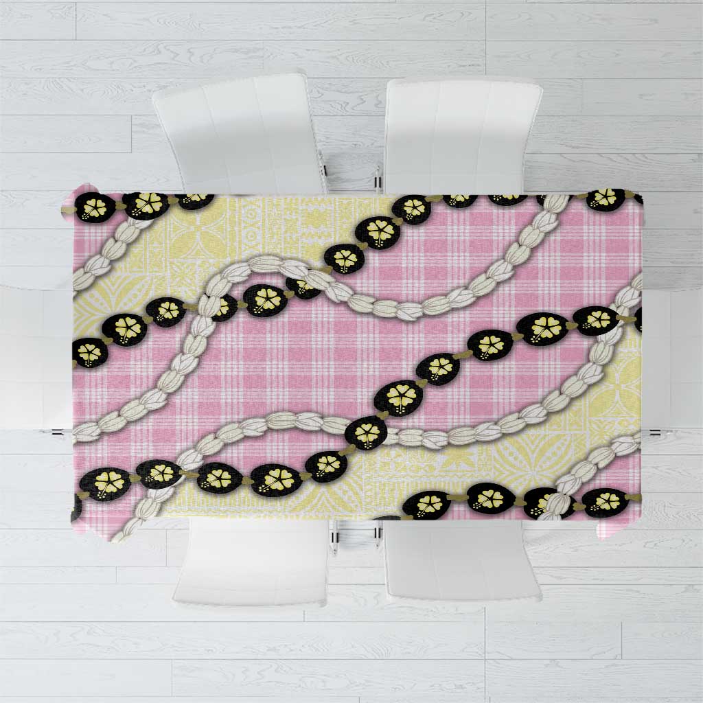 Pink Palaka Hawaii Tablecloth Kukui Nut Pikake Lei Hawaiian Tapa Pattern LT14 Pink - Polynesian Pride