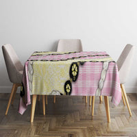 Pink Palaka Hawaii Tablecloth Kukui Nut Pikake Lei Hawaiian Tapa Pattern LT14 - Polynesian Pride