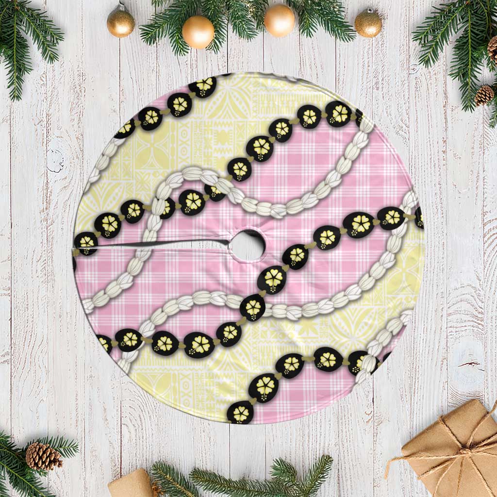 Pink Palaka Hawaii Tree Skirt Kukui Nut Pikake Lei Hawaiian Tapa Pattern LT14 Casual Pink - Polynesian Pride