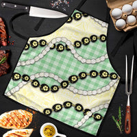 Green Palaka Hawaii Apron Kukui Nut Pikake Lei Hawaiian Tapa Pattern LT14 Green - Polynesian Pride