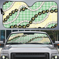 Green Palaka Hawaii Auto Sun Shade Kukui Nut Pikake Lei Hawaiian Tapa Pattern LT14 Green - Polynesian Pride