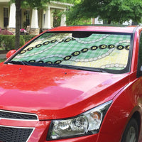 Green Palaka Hawaii Auto Sun Shade Kukui Nut Pikake Lei Hawaiian Tapa Pattern LT14 - Polynesian Pride