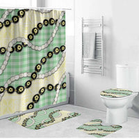Green Palaka Hawaii Bathroom Set Kukui Nut Pikake Lei Hawaiian Tapa Pattern LT14 Bathroom Set (4 pcs) Green - Polynesian Pride