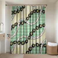 Green Palaka Hawaii Bathroom Set Kukui Nut Pikake Lei Hawaiian Tapa Pattern LT14 Shower Curtain Only Green - Polynesian Pride
