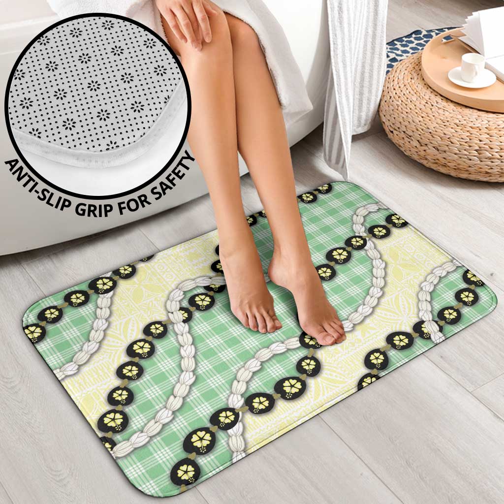 Green Palaka Hawaii Bathroom Set Kukui Nut Pikake Lei Hawaiian Tapa Pattern LT14 - Polynesian Pride