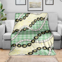 Green Palaka Hawaii Blanket Kukui Nut Pikake Lei Hawaiian Tapa Pattern LT14 - Polynesian Pride