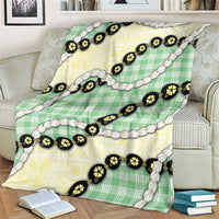 Green Palaka Hawaii Blanket Kukui Nut Pikake Lei Hawaiian Tapa Pattern LT14 - Polynesian Pride