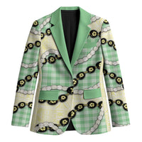 Green Palaka Hawaii Blazer Kukui Nut Pikake Lei Hawaiian Tapa Pattern LT14 Unisex Green - Polynesian Pride