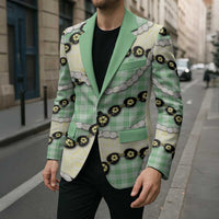Green Palaka Hawaii Blazer Kukui Nut Pikake Lei Hawaiian Tapa Pattern LT14 - Polynesian Pride