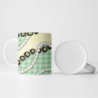 Green Palaka Hawaii Ceramic Mug Kukui Nut Pikake Lei Hawaiian Tapa Pattern LT14 - Polynesian Pride