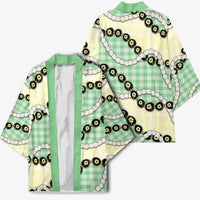 Green Palaka Hawaii Kimono Kukui Nut Pikake Lei Hawaiian Tapa Pattern LT14 - Polynesian Pride