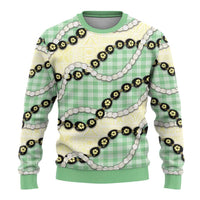 Green Palaka Hawaii Ugly Christmas Sweater Kukui Nut Pikake Lei Hawaiian Tapa Pattern LT14 - Polynesian Pride