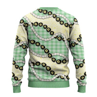 Green Palaka Hawaii Ugly Christmas Sweater Kukui Nut Pikake Lei Hawaiian Tapa Pattern LT14 - Polynesian Pride