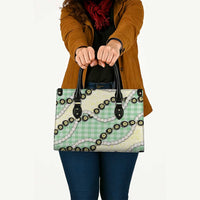 Green Palaka Hawaii Leather Bag Kukui Nut Pikake Lei Hawaiian Tapa Pattern LT14 - Polynesian Pride