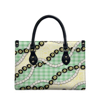 Green Palaka Hawaii Leather Bag Kukui Nut Pikake Lei Hawaiian Tapa Pattern LT14 - Polynesian Pride