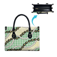 Green Palaka Hawaii Leather Bag Kukui Nut Pikake Lei Hawaiian Tapa Pattern LT14 - Polynesian Pride