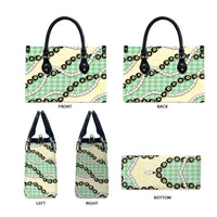 Green Palaka Hawaii Leather Bag Kukui Nut Pikake Lei Hawaiian Tapa Pattern LT14 - Polynesian Pride