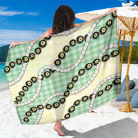 Green Palaka Hawaii Sarong Kukui Nut Pikake Lei Hawaiian Tapa Pattern LT14 One Size 44 x 66 inches Green - Polynesian Pride