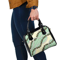 Green Palaka Hawaii Shoulder Handbag Kukui Nut Pikake Lei Hawaiian Tapa Pattern LT14 - Polynesian Pride