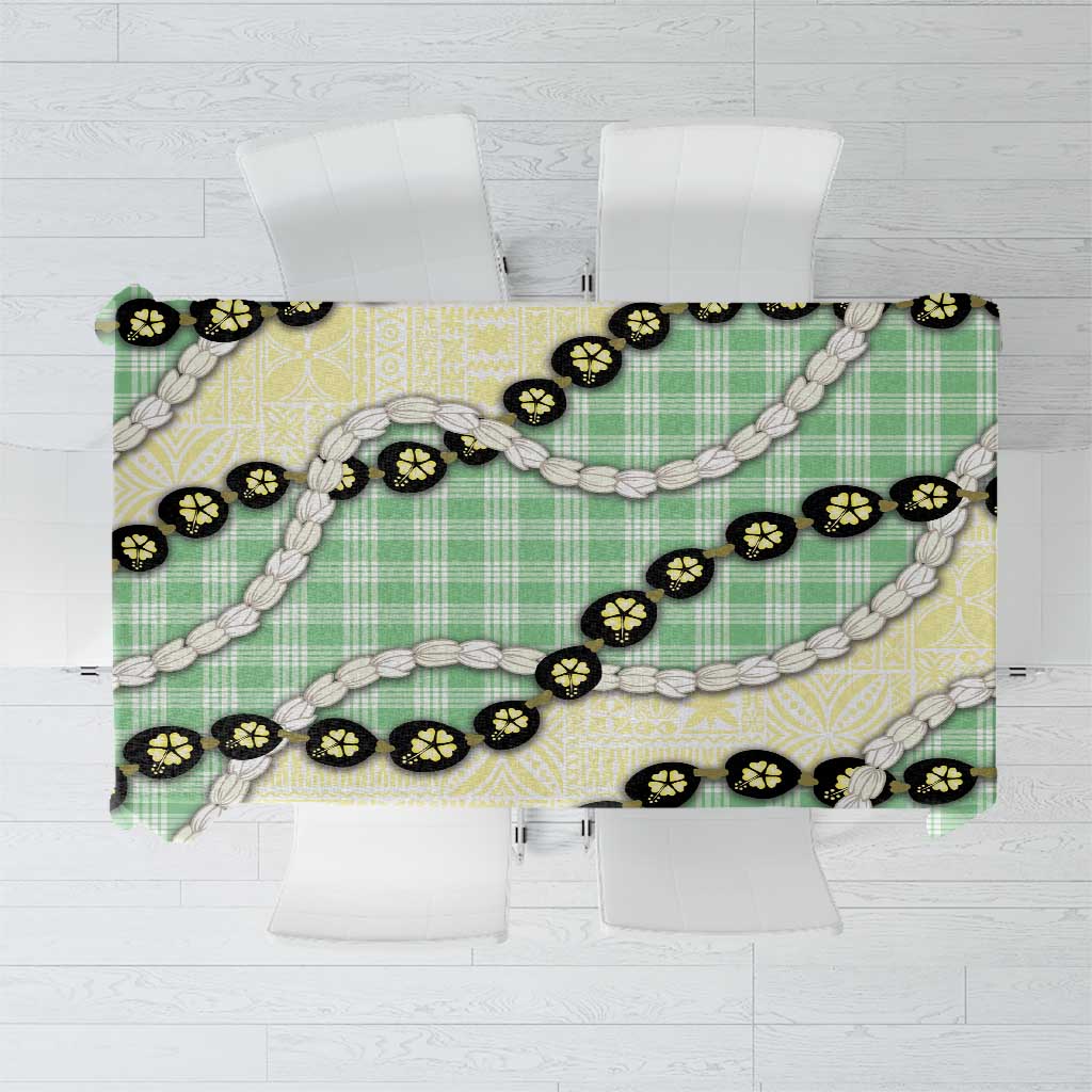Green Palaka Hawaii Tablecloth Kukui Nut Pikake Lei Hawaiian Tapa Pattern LT14 Green - Polynesian Pride