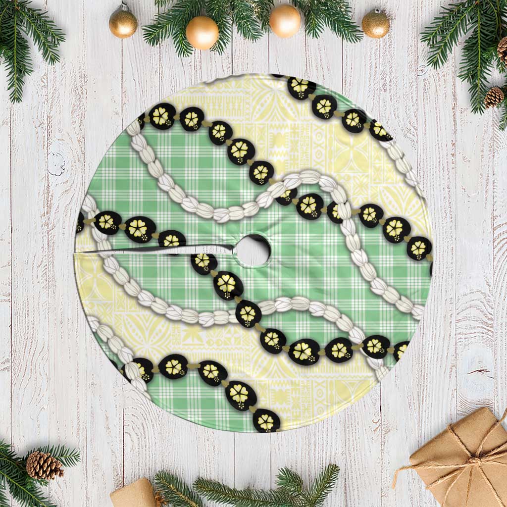 Green Palaka Hawaii Tree Skirt Kukui Nut Pikake Lei Hawaiian Tapa Pattern LT14 Casual Green - Polynesian Pride