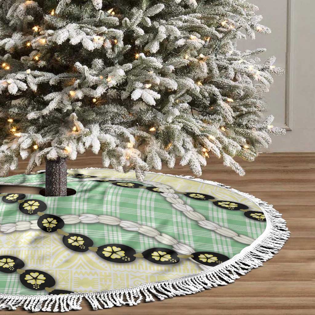 Green Palaka Hawaii Tree Skirt Kukui Nut Pikake Lei Hawaiian Tapa Pattern LT14 - Polynesian Pride