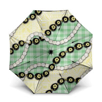 Green Palaka Hawaii Umbrella Kukui Nut Pikake Lei Hawaiian Tapa Pattern LT14 One Size Folded 11.42 inch Opened Diameter 37.4 inch Green - Polynesian Pride