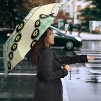 Green Palaka Hawaii Umbrella Kukui Nut Pikake Lei Hawaiian Tapa Pattern LT14 - Polynesian Pride