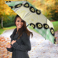 Green Palaka Hawaii Umbrella Kukui Nut Pikake Lei Hawaiian Tapa Pattern LT14 - Polynesian Pride