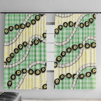 Green Palaka Hawaii Window Curtain Kukui Nut Pikake Lei Hawaiian Tapa Pattern LT14 With Hooks Green - Polynesian Pride