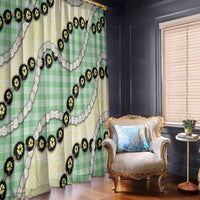 Green Palaka Hawaii Window Curtain Kukui Nut Pikake Lei Hawaiian Tapa Pattern LT14 - Polynesian Pride