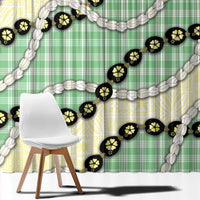 Green Palaka Hawaii Window Curtain Kukui Nut Pikake Lei Hawaiian Tapa Pattern LT14 - Polynesian Pride