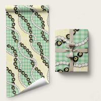 Green Palaka Hawaii Wrapping Paper Kukui Nut Pikake Lei Hawaiian Tapa Pattern LT14 58" × 23" Green - Polynesian Pride