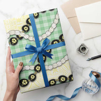 Green Palaka Hawaii Wrapping Paper Kukui Nut Pikake Lei Hawaiian Tapa Pattern LT14 - Polynesian Pride