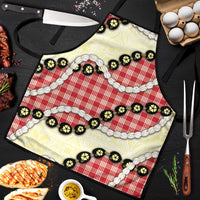 Red Palaka Hawaii Apron Kukui Nut Pikake Lei Hawaiian Tapa Pattern LT14 Red - Polynesian Pride