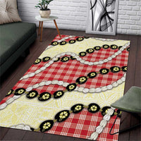 Red Palaka Hawaii Area Rug Kukui Nut Pikake Lei Hawaiian Tapa Pattern LT14 Red - Polynesian Pride