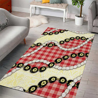 Red Palaka Hawaii Area Rug Kukui Nut Pikake Lei Hawaiian Tapa Pattern LT14 - Polynesian Pride