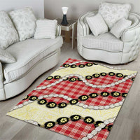 Red Palaka Hawaii Area Rug Kukui Nut Pikake Lei Hawaiian Tapa Pattern LT14 - Polynesian Pride