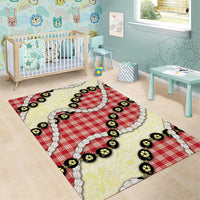 Red Palaka Hawaii Area Rug Kukui Nut Pikake Lei Hawaiian Tapa Pattern LT14 - Polynesian Pride