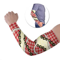 Red Palaka Hawaii Arm Sleeves Kukui Nut Pikake Lei Hawaiian Tapa Pattern LT14 Set of 2 Red - Polynesian Pride