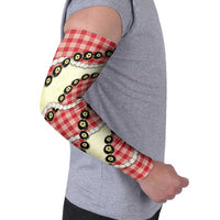 Red Palaka Hawaii Arm Sleeves Kukui Nut Pikake Lei Hawaiian Tapa Pattern LT14 - Polynesian Pride