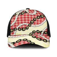 Red Palaka Hawaii Baseball Net Cap Kukui Nut Pikake Lei Hawaiian Tapa Pattern LT14 One Size Black Red - Polynesian Pride