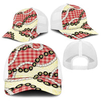 Red Palaka Hawaii Baseball Net Cap Kukui Nut Pikake Lei Hawaiian Tapa Pattern LT14 - Polynesian Pride